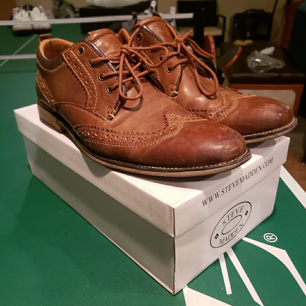 Steve madden leather wingtip derby dress shoes